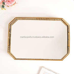 Gran oferta de Metal personalizable con bandeja de servicio de vidrio para desayuno, postre, fruta para restaurante, bandeja de servicio de Hotel - Product Image 4