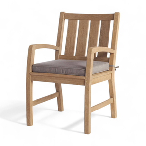 Solid <b>Oak</b> Outdoor Garden Chair with Gray Cushion Rustic Design Weather Resistant Wood <b>Frame</b> for Patio Furniture - Product Image 2