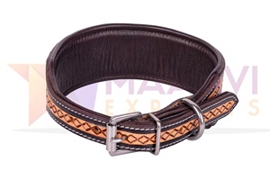 Solid Genuine Full Grain Leather <b>Dog</b> <b>Collar</b> Western Carved Embossed Floral Design Heavy Duty Padded Soft Adjustable for <b>Dogs</b> - Product Image 3