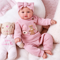 Poupées Reborn Fille Babeside 20'' Benson, Ensemble Tricoté Rose, Bébé Mignon, Corps en Vinyle Souple et Tissu, Réaliste, Vente en Gros