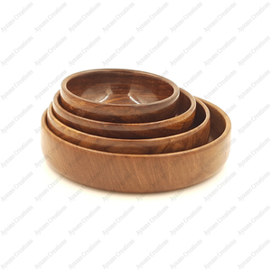 Tazón de madera de acacia para servir, Juego de 4 de 7 pulgadas para ensalada, sopa, dale a las mascotas pequeñas un hogar acogedor con nuestra madera ecológica de AYAANS - Product Image 4