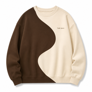 Sweat-shirt surdimensionné avec logo personnalisé, streetwear pour homme, sweat-shirt en molleton bicolore, col rond en coton épais, sweat-shirts unisexes - Product Image 4