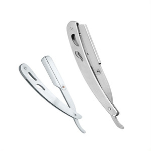 Rasoir droit turc à lame fixe en acier inoxydable avec manche métallique, idéal pour la coiffure, le rasage et la mise en forme des cheveux – Le favori des barbiers, marque la mieux notée, vente chaude - Product Image 1