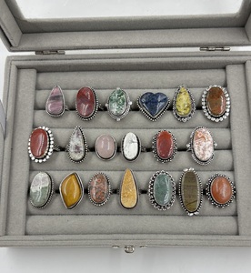 Premium 925 Sterling Silver Assorted Natural Stone <b>Rings</b> Wholesale Mixed Gemstone <b>Adjustable</b> <b>Ring</b> Collection - Product Image 6