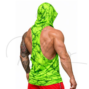 Camisetas sin mangas con capucha para hombre, de poliéster/algodón, cuello redondo, ecológicas, ajustadas, informales, transpirables, para gimnasio, fitness, verano. - Product Image 2