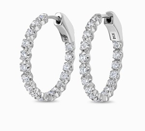 Hot Sale Classic Solitaire Diamond Hoop <b>Earrings</b> in 18K Gold Timeless <b>Fine</b> Jewelry for Women and Daily Elegance For Sale - Product Image 1