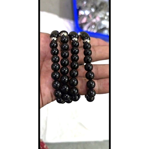 Bracelets porte-bonheur en obsidienne noire polie, faits à la main, durables, bijoux unisexes tendance Feng Shui, cadeau - Product Image 4