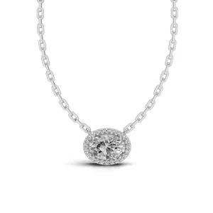 Collar con Colgante de Diamante Cultivado en Laboratorio con Halo Redondo y Ovalado, Círculo de Sueños, en Oro Blanco de 18K, 15 Piezas de Diamantes - Product Image 2