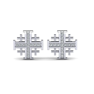 Boutons de manchette croix en argent avec cristaux de strass sertis en canal, bijoux formels pour hommes - Product Image 3