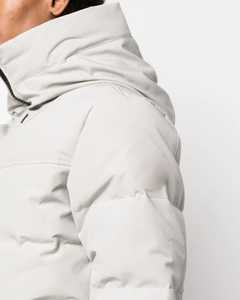 Veste matelassée à capuche pour homme, gris clair, coupe-vent, hiver, décontractée, fermeture éclair, rembourrage en polyester, coupe régulière - Product Image 4