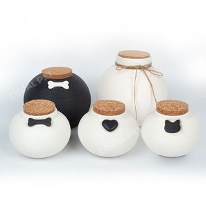 White Ceramic Pet Urn with Cork Lid and <b>Black</b> <b>Heart</b> Decor for Dog Cat Memorial Keepsake - Product Image 5