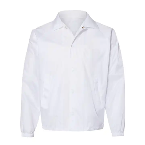 Veste coupe-vent en nylon légère et minimaliste, couleur unie blanche, style décontracté avec boutons pression, idéale pour l'été - Product Image 1