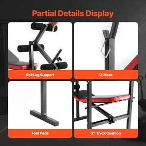 Multi-Functional 380lbs Adjustable Weight <b>Bench</b> Press Full Body Workout Home Gym <b>Bench</b> New Product Category <b>Benches</b> & Racks - Product Image 5