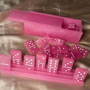 Jeu de dominos en résine écologique polie style animal – Collection de luxe faite à la main, durable et robuste, forme rectangulaire, idéal pour les fêtes - Product Image 1