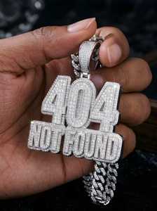 Collier Pendentif RCK Global 404 NOT FOUND en Argent Sterling 925 avec Moissanite VVS1 Couleur DEF, Unisexe, Style Cyber Iced, Diamant - Product Image 3