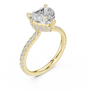 Bague unisexe luxueuse en or avec un diamant de 3 carats taille cœur cultivé en laboratoire et halo caché, cadeau spécial pour fiançailles - Product Image 2