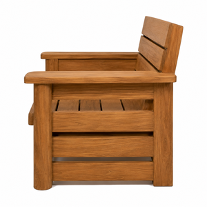Fauteuil de jardin contemporain en teck massif, durable et confortable, avec dossier à larges lattes, idéal pour les villas, les balcons, les patios et les écoles. - Product Image 3