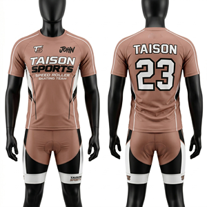 Men <b>Roller</b> Skating Uniform 180 GSM Polyester Green Gold Panel Design Mesh Inserts Breathable Sublimation Custom Logo - Product Image 2