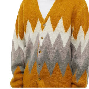 Men Knitted <b>Cardigan</b> <b>Sweater</b> Geometric Pattern Button Up V Neck Soft Warm Knit Casual Streetwear Fashion Top - Product Image 5