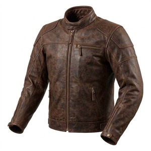 Hand Finished <b>jacket</b> for men men's <b>jackets</b> Motorbike Leather Vintage Biker Coat Cafe Racer Style Europe Market - Product Image 3