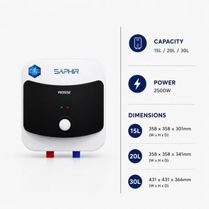 Vietnamese Factory Wholesales Price 15 Liter Tank Home Bathroom Square Electric Storage Water <b>Heater</b> Rossi Saphir Square 15 - Product Image 2