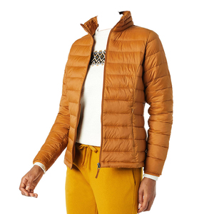 Blouson matelassé unisexe orange, col montant, fermeture éclair, coupe-vent, décontracté, pour l'automne, coupe régulière, extérieur en polyester - Product Image 2