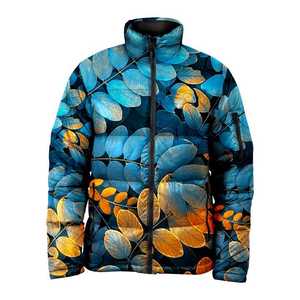 Women's Gradient <b>Quilted</b> Puffer <b>Jacket</b> With Cloud Print Zipper Closure Full Sleeve Thick Winter Outerwear - Product Image 3