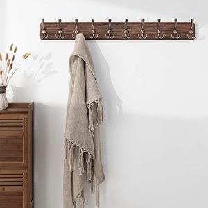 Perchero de Pared de Madera Rústica con 10 Ganchos Metálicos de 38.6 Pulgadas, Diseño Resistente y Ecológico que Ahorra Espacio para Ropa en la Entrada - Product Image 3