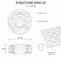 Coussinets de protection transparents en PVC pour portes vitrées, amortisseurs de chocs, protection contre les rayures, 21x10mm
