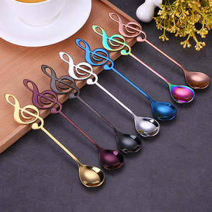 Hot Music Symbol Stainless Steel Gold <b>Coffee</b> <b>Spoon</b> Cocktail <b>Spoon</b> Musical Design Dessert Stirring <b>Spoon</b> Set - Product Image 3