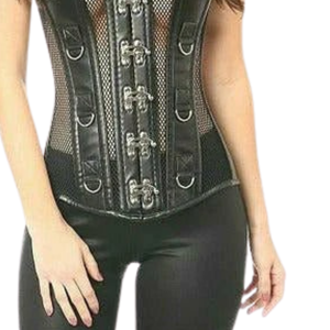 Strapless Black Mesh Corset <b>Bodysuit</b> With Front Hook Closure Sexy Bodycon Club Wear Adult Outfit - Product Image 5