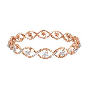 14K Rose Gold Round Lab Grown Diamond Infinity Floral Bangle - Product Image 1
