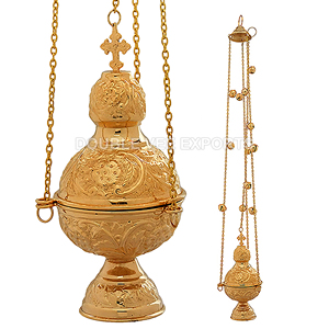 Incensario Redondo de Latón con 12 Campanas |   Incensario para Iglesia Ortodoxa - DOUBLE VEE EXPORTS - Product Image 2