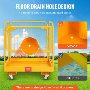 Piattaforma di Lavoro Pieghevole con Capacità di Carico 1200 Libbre, 36 x 36 Pollici, Gabbia di Sicurezza per Carrello Elevatore, Ruote Girevoli Bloccabili con Scarico - Product Image 4