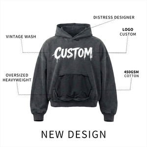 Sudadera con Capucha para Hombre, Estilo Vintage, Lavado Ácido, Efecto Desgastado, Felpa de Algodón, Detalles Rotos - Product Image 4