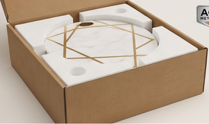 Gold Plated Metal And Marble Display Stand Round Shape Geometric Design Stylish Dessert Holder For Kitchenware And Tabletop Use - Product Image 6