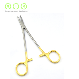 เครื่องมือเสริมความงาม Melpex รุ่น STT-2607 ด้ามจับสีทอง ที่จับเข็มผ่าตัดสแตนเลสแบบตรง  คีมจับแบบฟันเลื่อย Mayo Hegar - Product Image 2