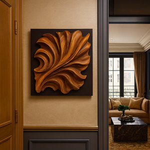 Art mural en bois massif sculptural, artisanal, panneau en bois 3D organique, décoration murale moderne et naturelle - Product Image 5