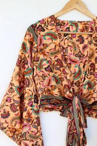 Recién llegado, Top envolvente, Top envolvente de seda con estampado nuevo a la moda para este verano, fácil de usar y cómodo con relajación - Product Image 5