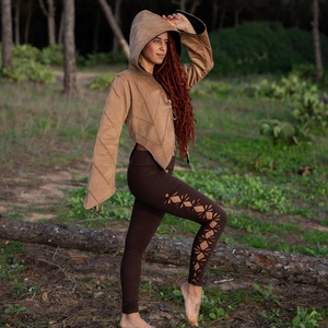 Pixie Leaf Hooded Jacket Elven Faerie Coat Womens Warm Hooded Fantasy Jacket <b>Boho</b> Fairycore Winter Outerwear At Wholesale Price - Product Image 3
