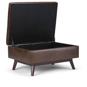 Owen Distressed Chestnut Brown Coffee Table <b>Storage</b> Ottoman <b>Stools</b> & Ottomans - Product Image 6