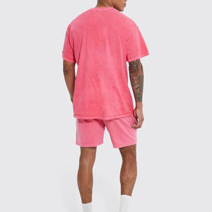 Conjunto de Verano de 2 Piezas para Hombre de Alta Calidad, Camisetas de Manga Corta con Tela Personalizada, Transpirables, Casuales, de Color Sólido - Product Image 3