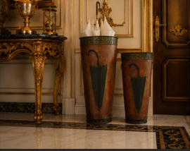 Paragüero Antiguo de Madera con Acabado en Latón, de Una Sola Cara, para Decoración del Hogar - Product Image 3