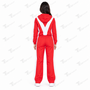 <b>Women</b> Red White Color Block Hooded Windbreaker <b>for</b> <b>women</b> Tracksuit Set Zip Up Jacket Jogger <b>Pants</b> 2 Piece Sportswear - Product Image 5