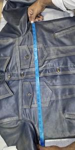 Veste en cuir de camionneur sur mesure en gros pour hommes, en véritable peau d'agneau, style vintage, bleue, imperméable, respirante et coupe-vent - Product Image 3