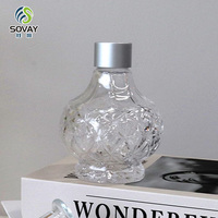 Vente en gros de flacons d'huile essentielle transparents de 200 ml, forme de panier à fleurs rétro, luxueux, flacon de parfum vide, aromathérapie, flacon en verre