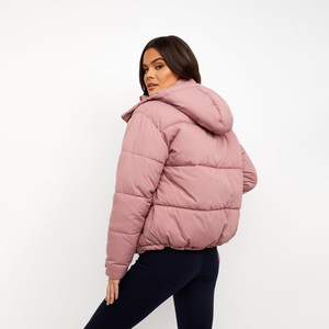 High Quality Custom Women <b>Winter</b> Puffer <b>Jacket</b> Warm Wear Breathable Waterproof Stand Collar Hooded High Street Style Knitted - Product Image 3