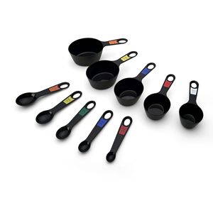 Juego Profesional de 10 Tazas y Cucharas Medidoras de Plástico Apilables, Color Negro - Product Image 3