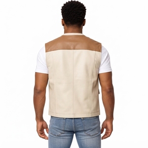 Custom <b>Men</b> Leather <b>Vest</b> PU Leather Waistcoat Zip Front Durable Material Comfortable Fit Biker Casual Outdoor Wear OEM - Product Image 2