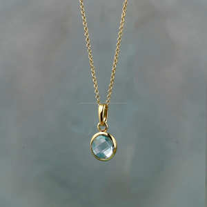 925 argent sterling naturel topaze bleue pierres précieuses or vermeil lunette pendentif à breloque collier de haute qualité bijoux en argent faits à la main - Product Image 2